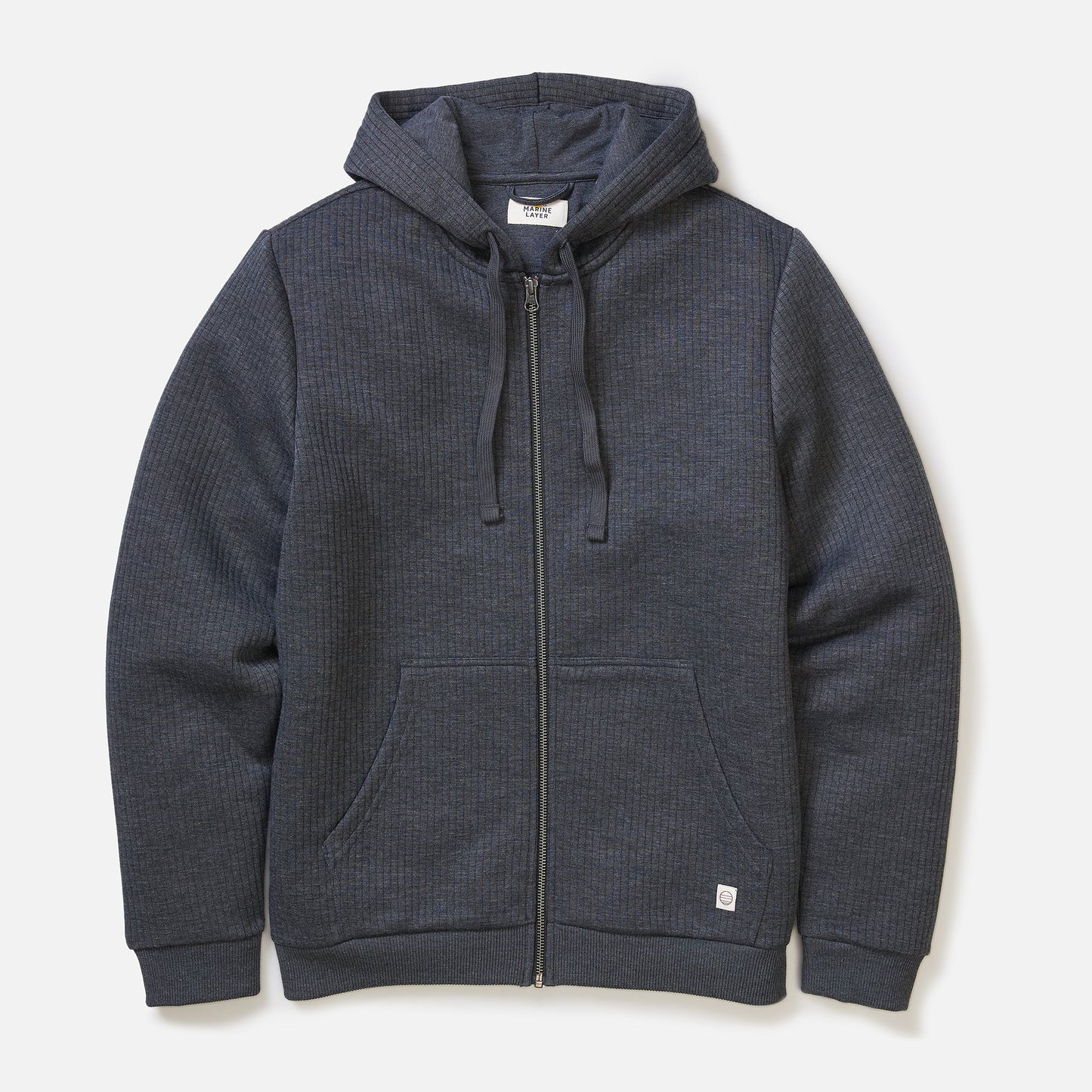 Marine Layer Men's Corbet Quilted Zip Hoodie in Black Heather