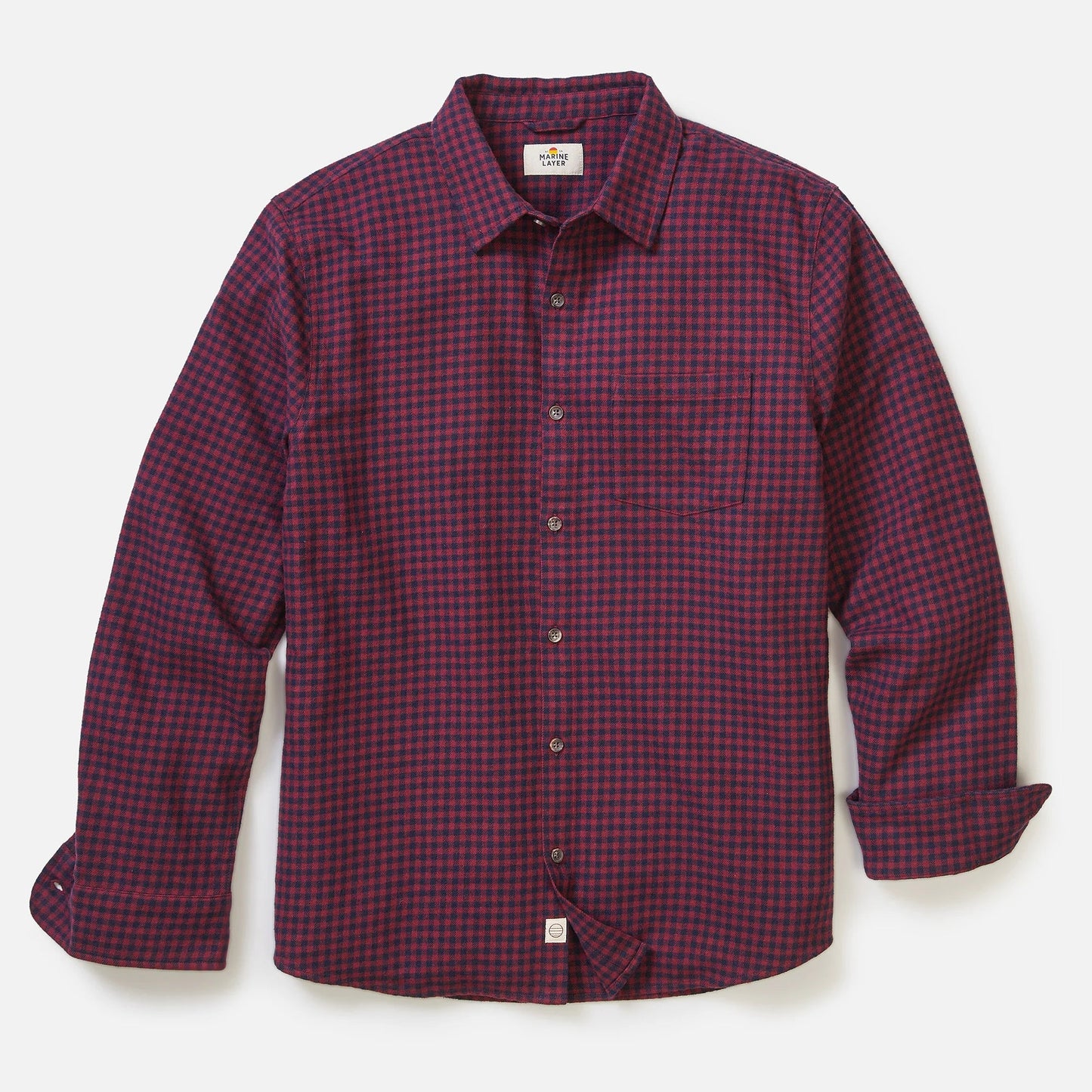 Marine Layer Tahoe Flannel Shirt in Navy/Red Gingham