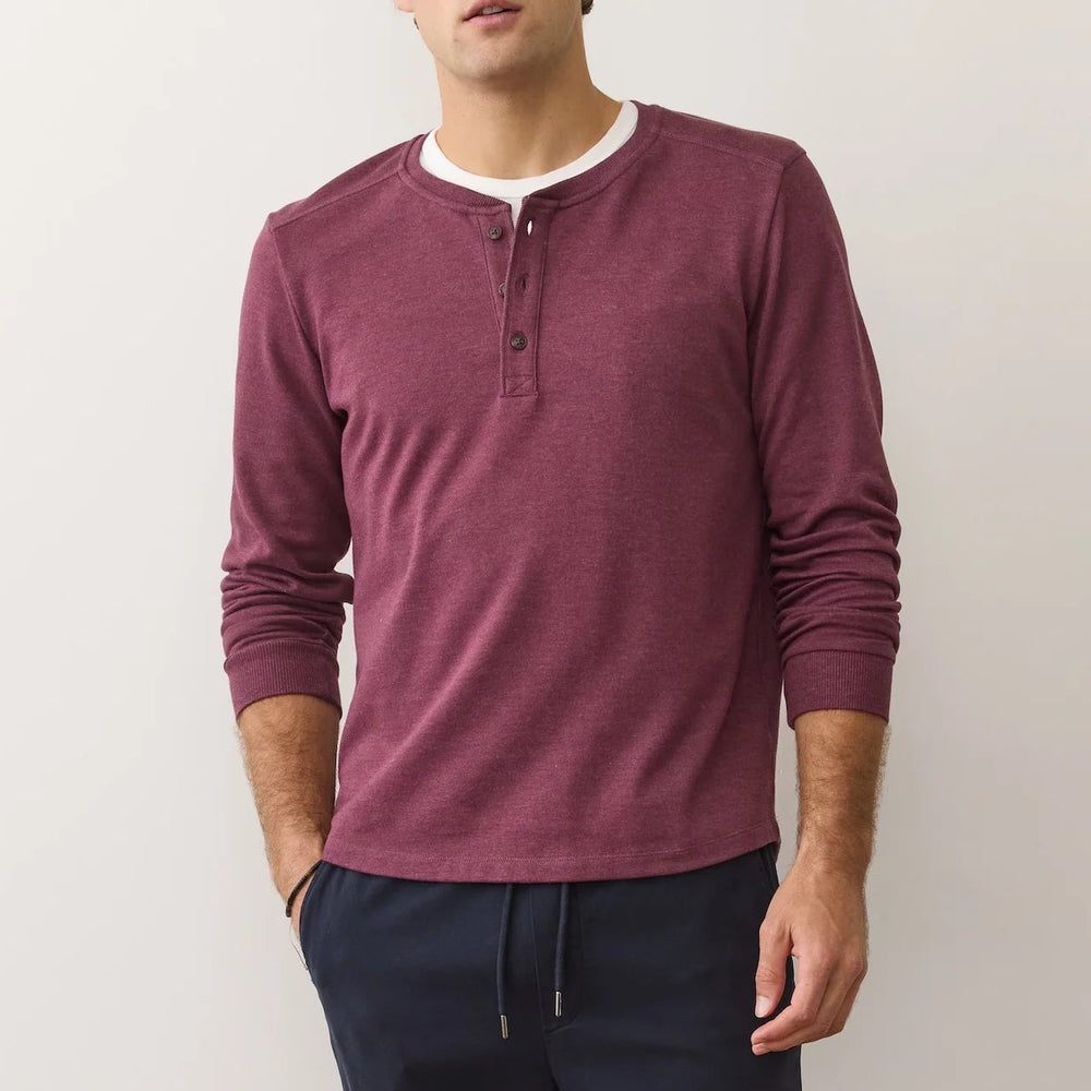 
                      
                        The Marine Layer Pacifica Stretch Henley in the color Fig
                      
                    