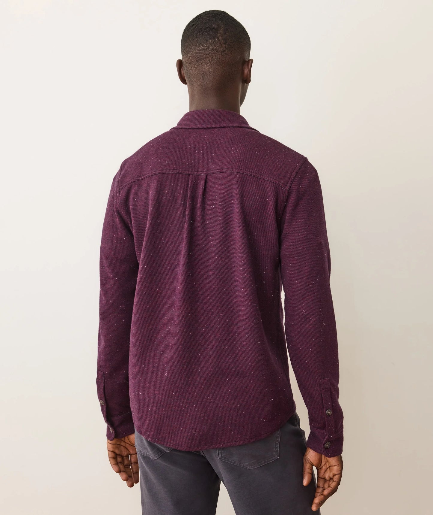 Men's burgundy collared shirt