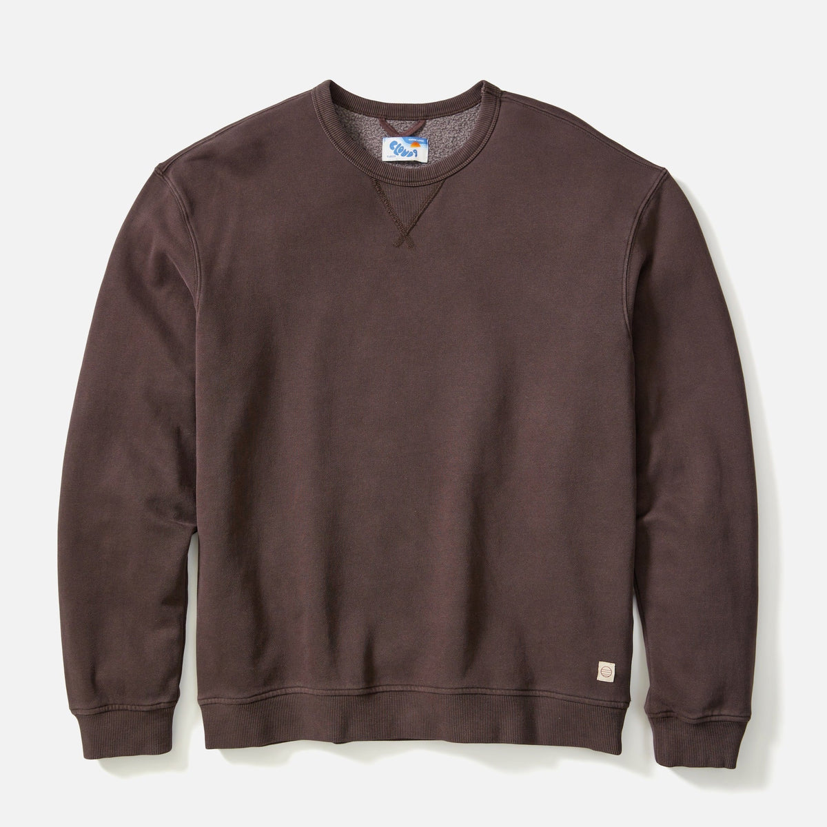Marine Layer Men's Relaxed Cloud 9 Fleece Crewneck in the color Coffee