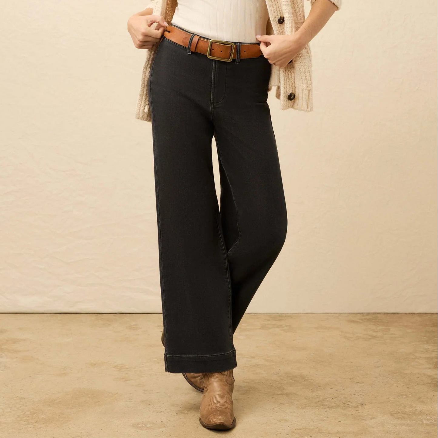 Faherty Stretch Terry Sailor Trouser in Onyx Black