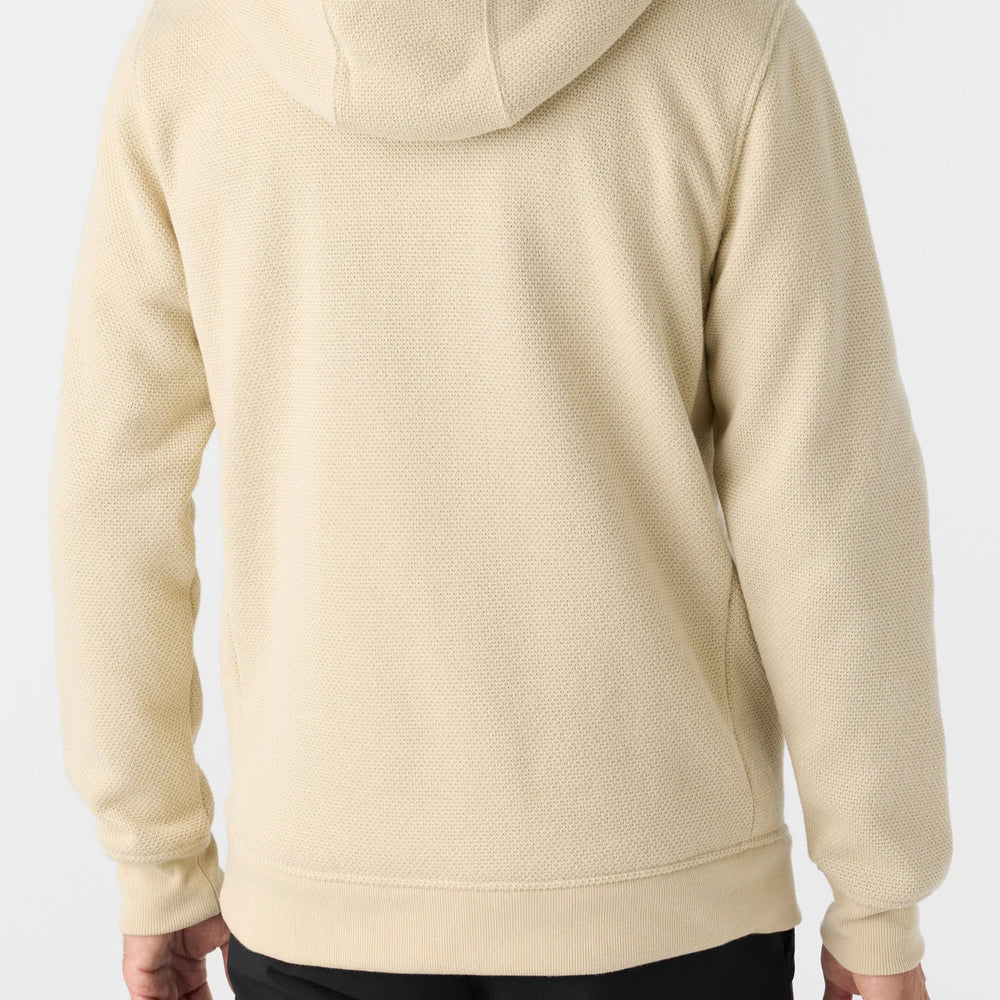 
                      
                        Back view of a man wearing the Light Khaki Passage Fleece Quarter Zip Pullover Hoodie by O'Neill
                      
                    