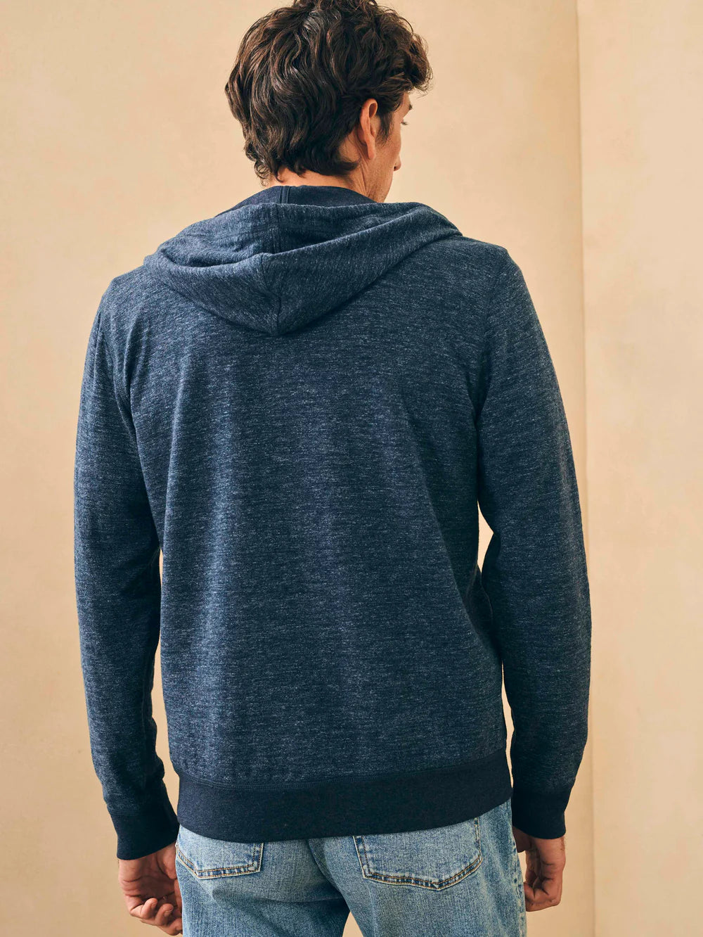 Faherty Double Knit Zip Hoodie - Varsity Navy Heather