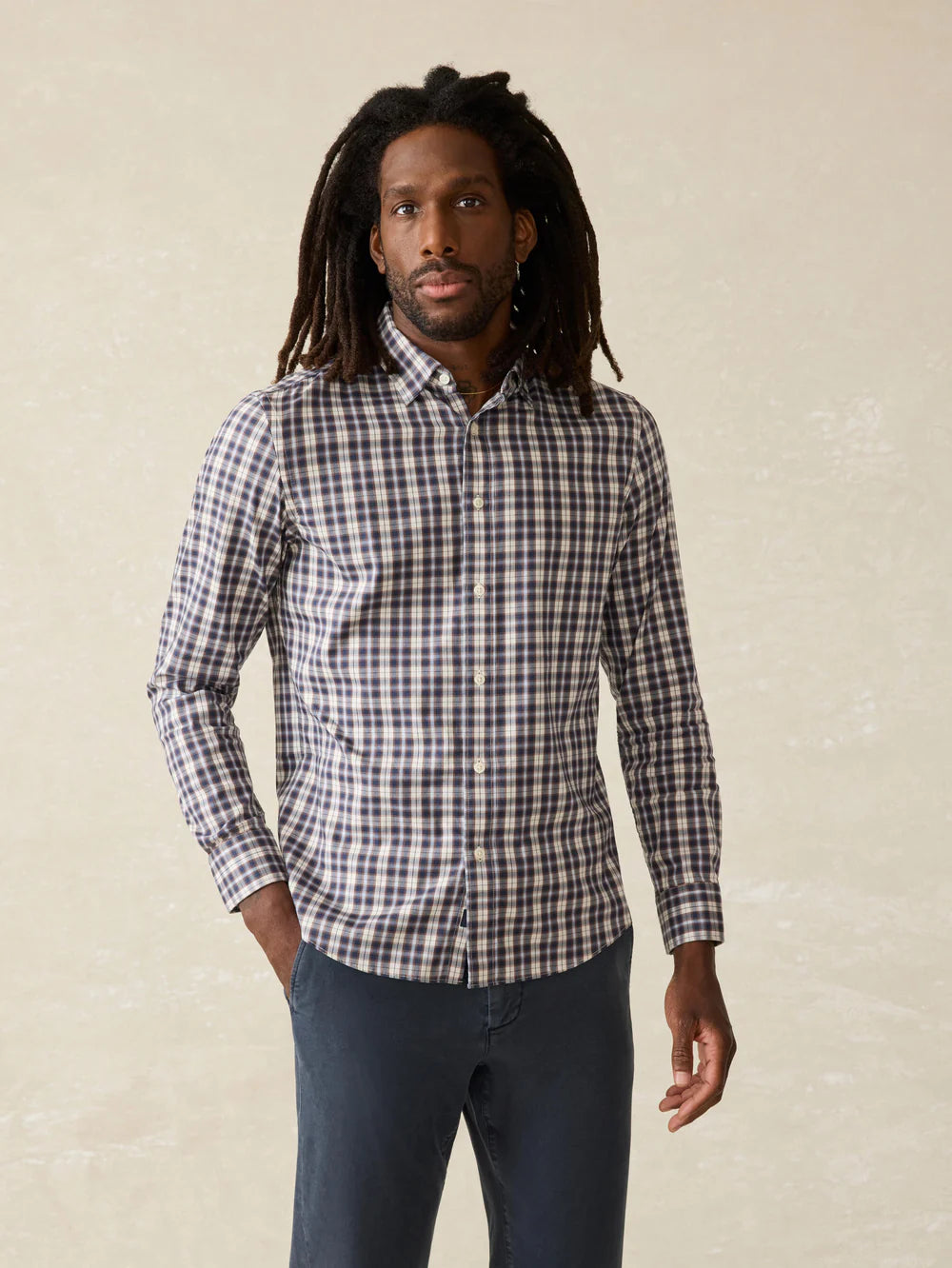 The Movement Shirt by Faherty in the color Wolf Valley Plaid