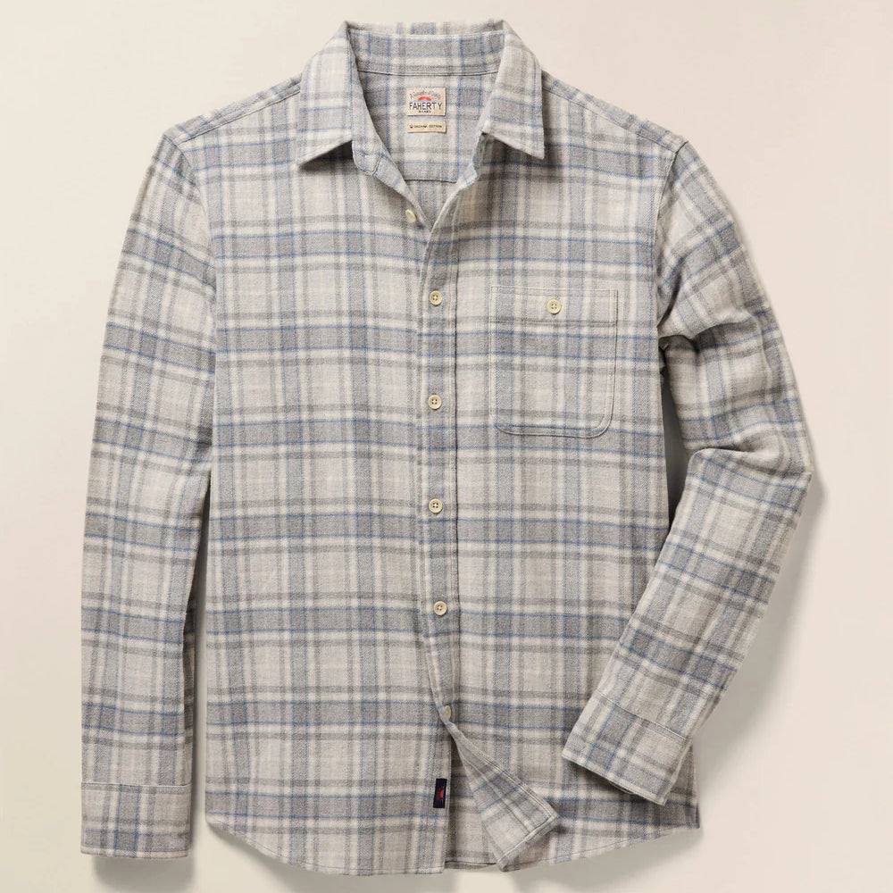 Faherty's Super Brushed Flannel in the color Grey Falls Plaid