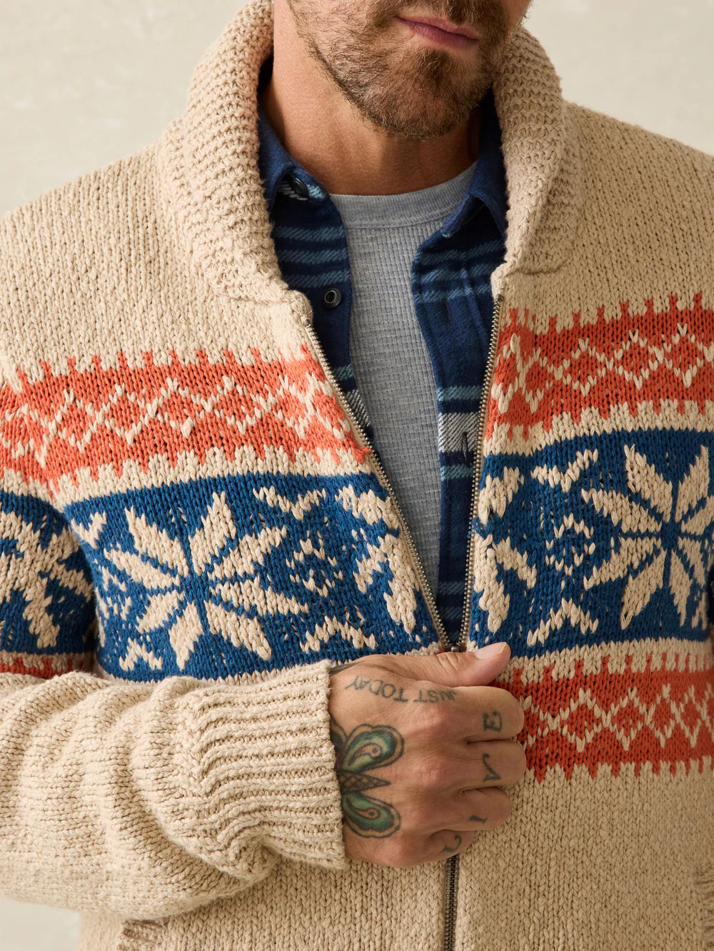 Faherty's Surf To Snow Zip Cardigan features front zip closure