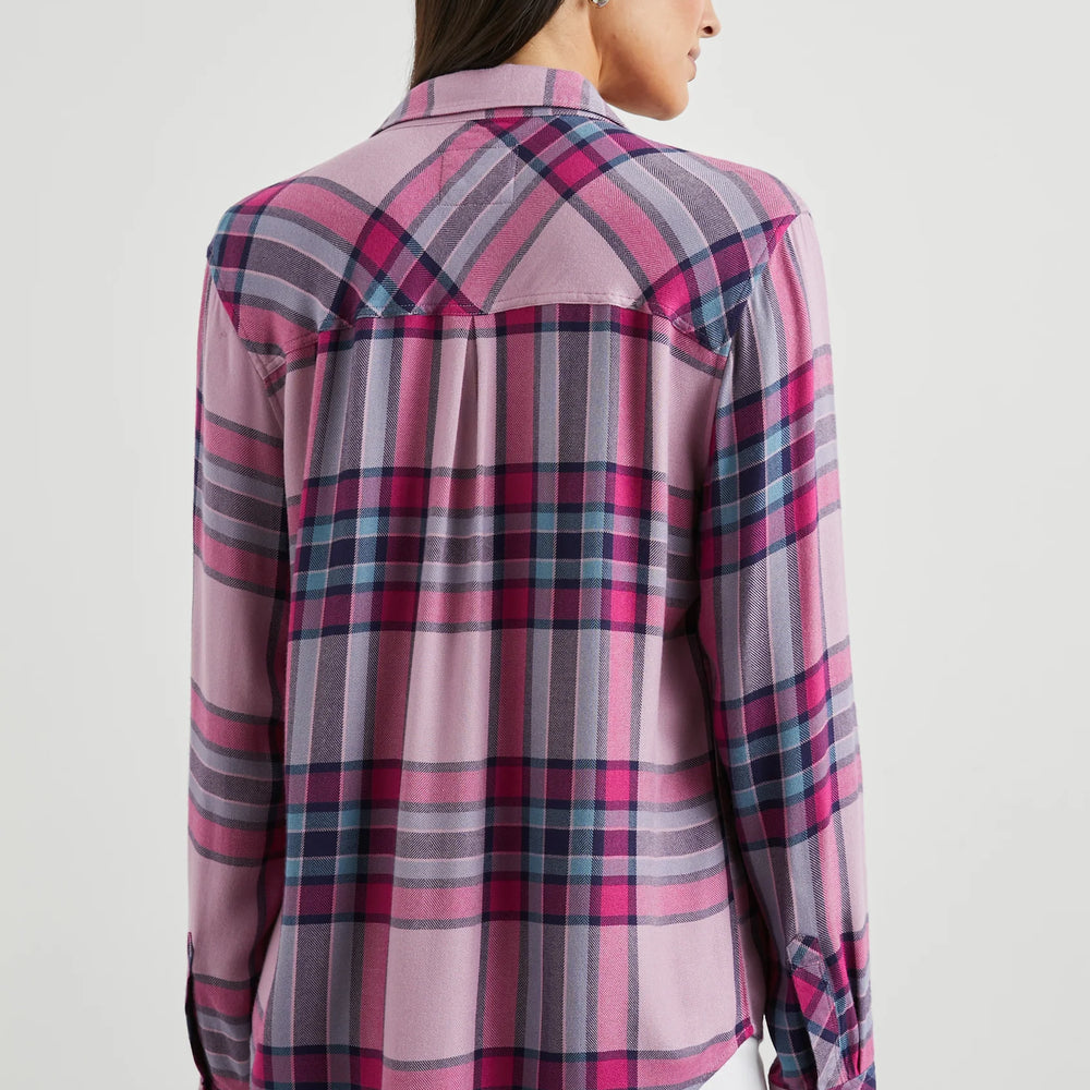 
                      
                        Back view of the Navy Sea Magenta Plaid Hunter Shirt by Rails
                      
                    