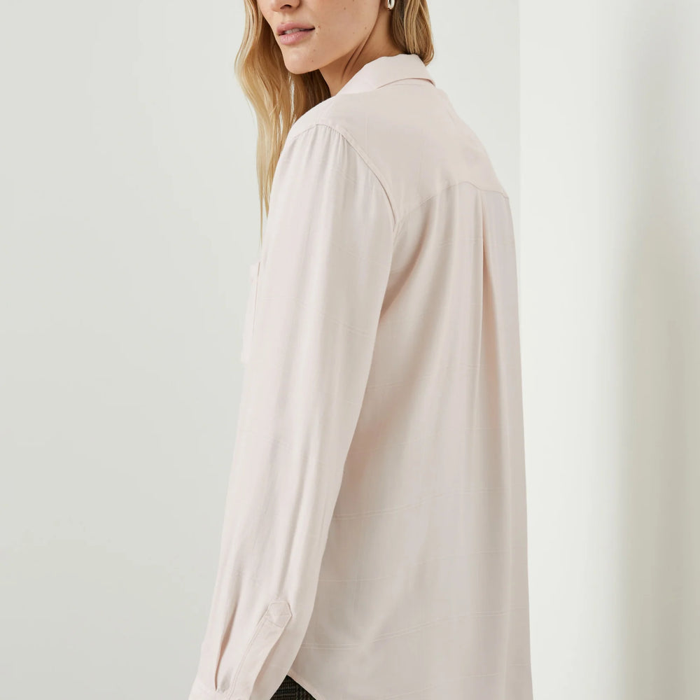 Back view of The Hunter Shirt in the color Rosewater, by Rails