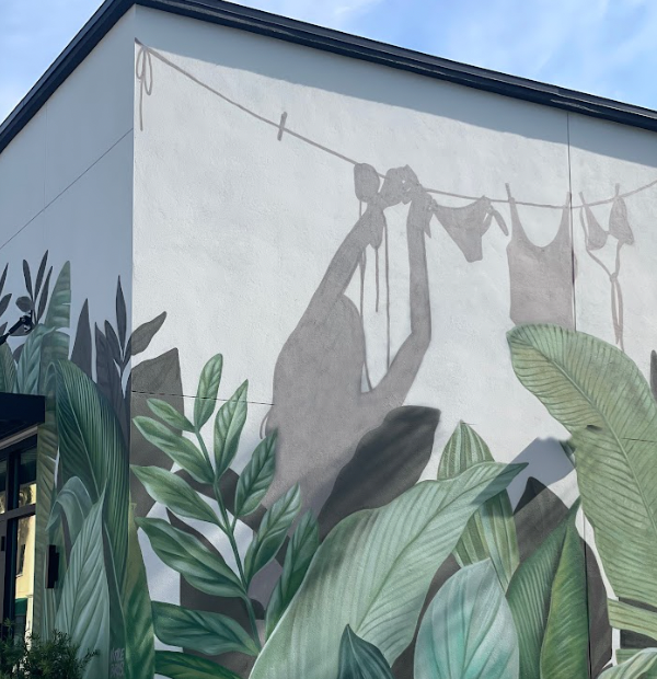 Outdoor mural on Harbour Thread boutique in the St. Pete, FL Grand Central Disctrict
