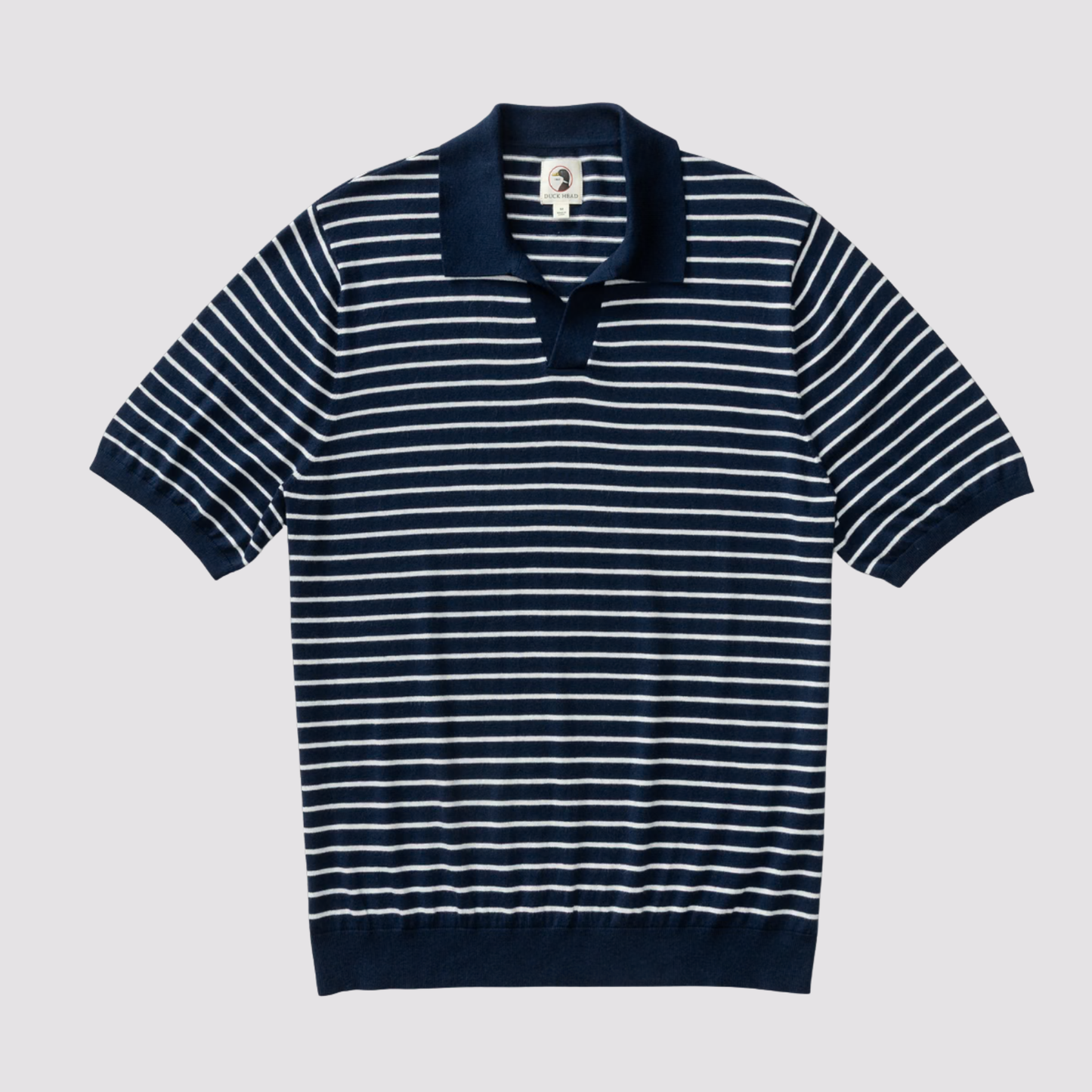 Duck Head Reeves Stripe Sweater Polo in Navy