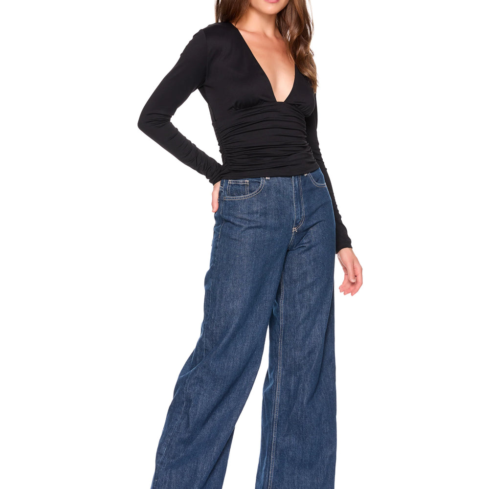 
                      
                        Susana Monaco V-Neck Gathered Long Sleeve Top
                      
                    