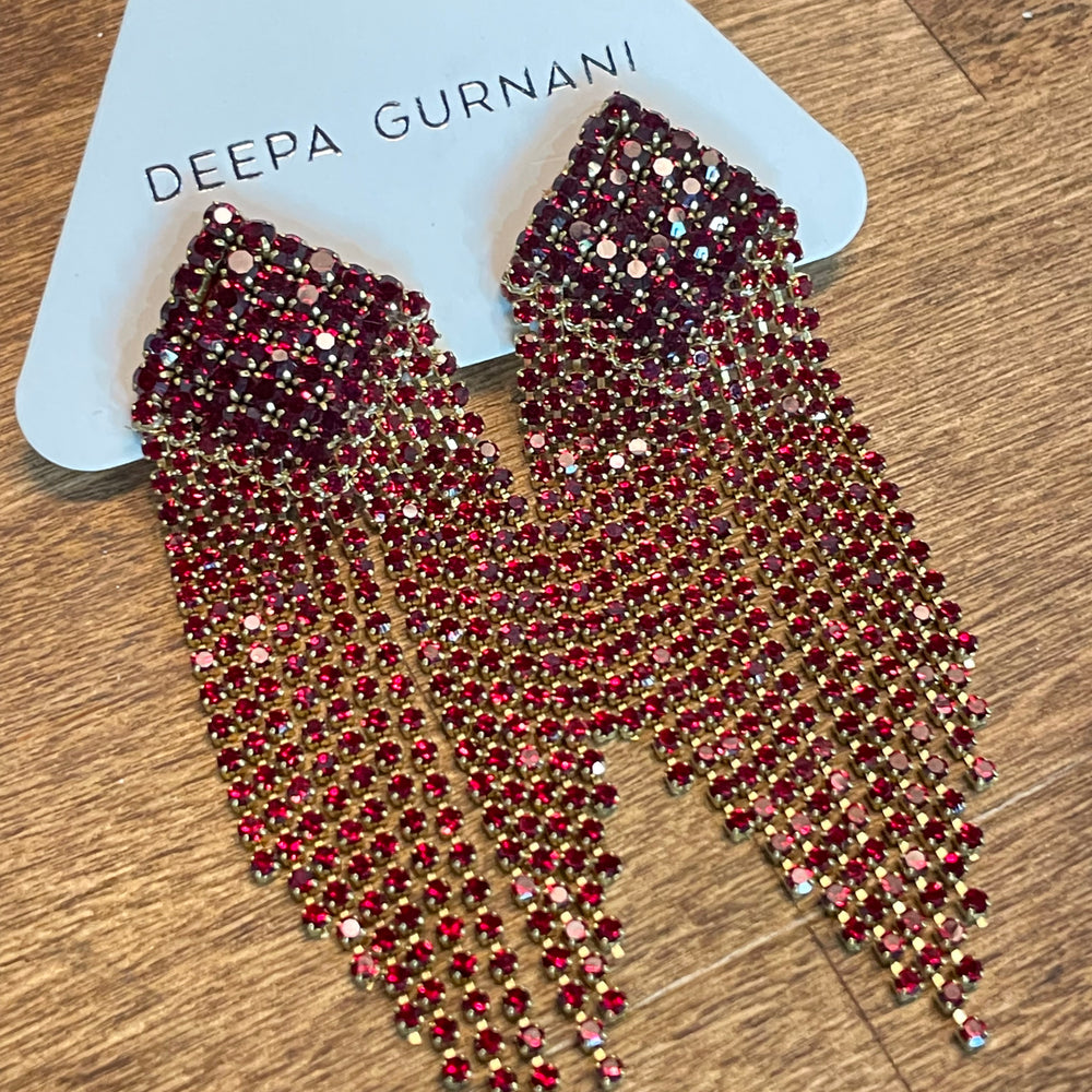 The Maroon Niomi Earrings by Deepa Gurnani