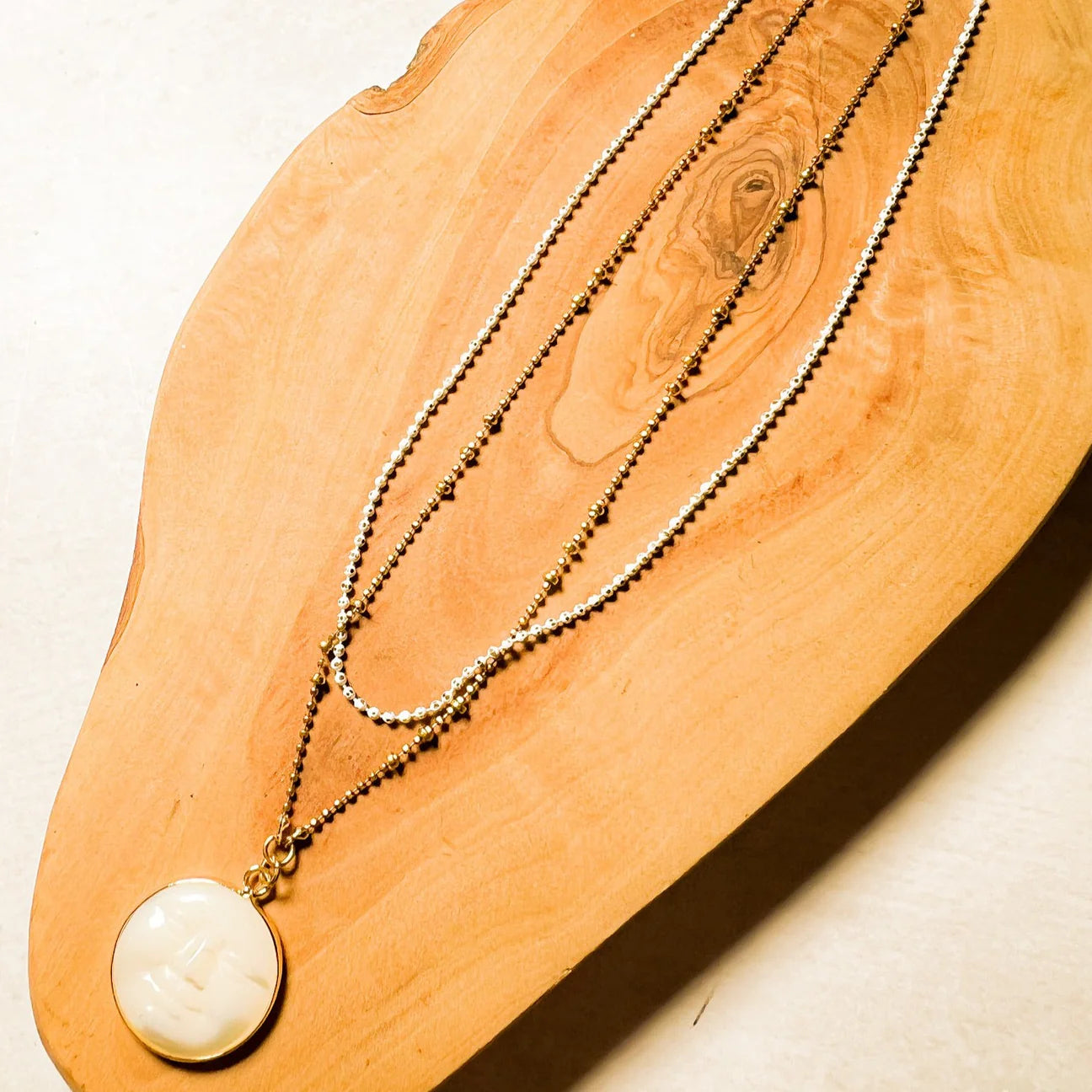 The Double Chain Moon Mother Necklace by Santore Jewelry