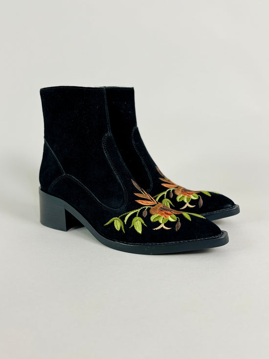 Jeffrey Campbell's Black Suede Bandits Embroidered Boot