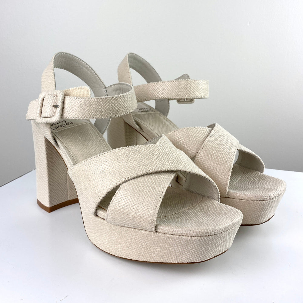 Jeffrey Campbell Amma Platform Slingback Sandal - Beige Lizard