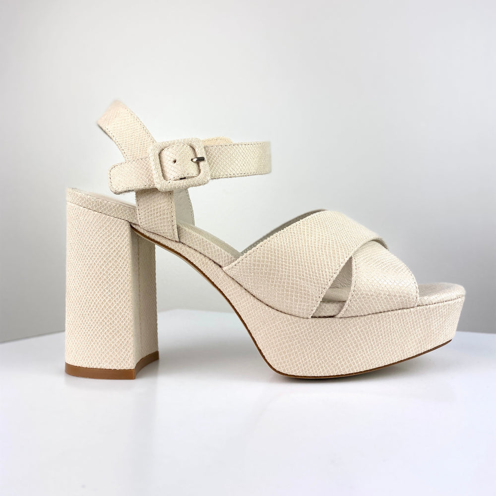 Jeffrey Campbell Amma Platform Slingback Sandal - Beige Lizard