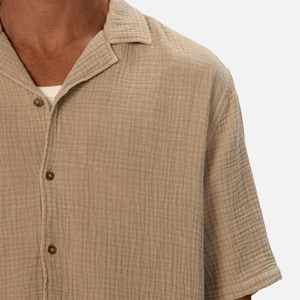 Shop this men's short sleeve lightweight textured cotton shirt by Industrie at Harbour Thread in St. Petersburg, FL. 
