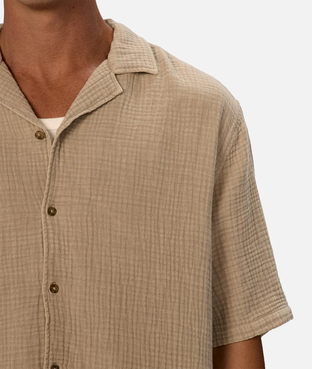 Shop this men's short sleeve lightweight textured cotton shirt by Industrie at Harbour Thread in St. Petersburg, FL. 