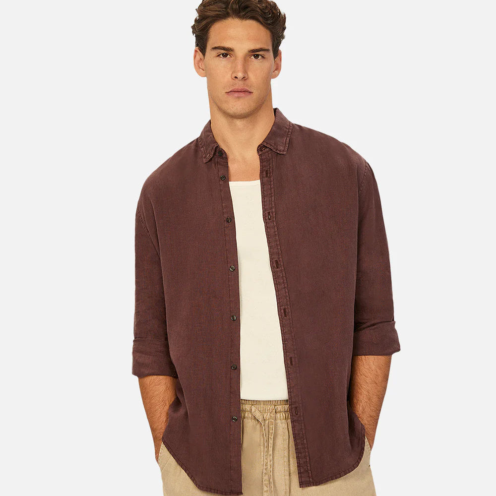 Industrie Tennyson Linen Blend Long Sleeve Shirt