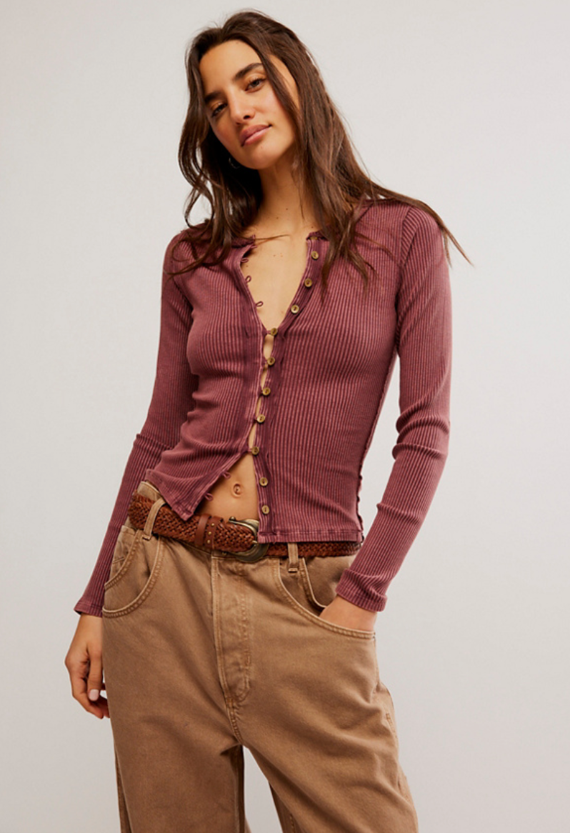 Front view of the It's On Cardi  in the color Wild Ginger by Free People