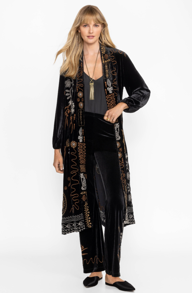 Women's long Embroidered Kimono Coat from Johnny Was