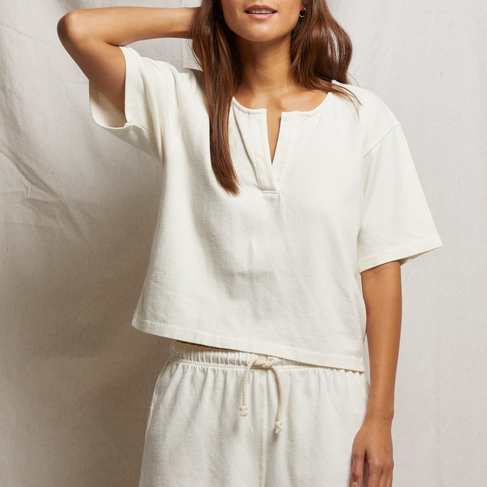 The Sarah Rib Split Tee by Perfect White Tee at Harbour Thread