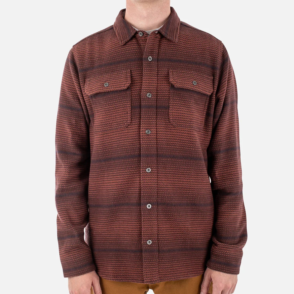 Jetty Horizon Flannel - Oxblood Black