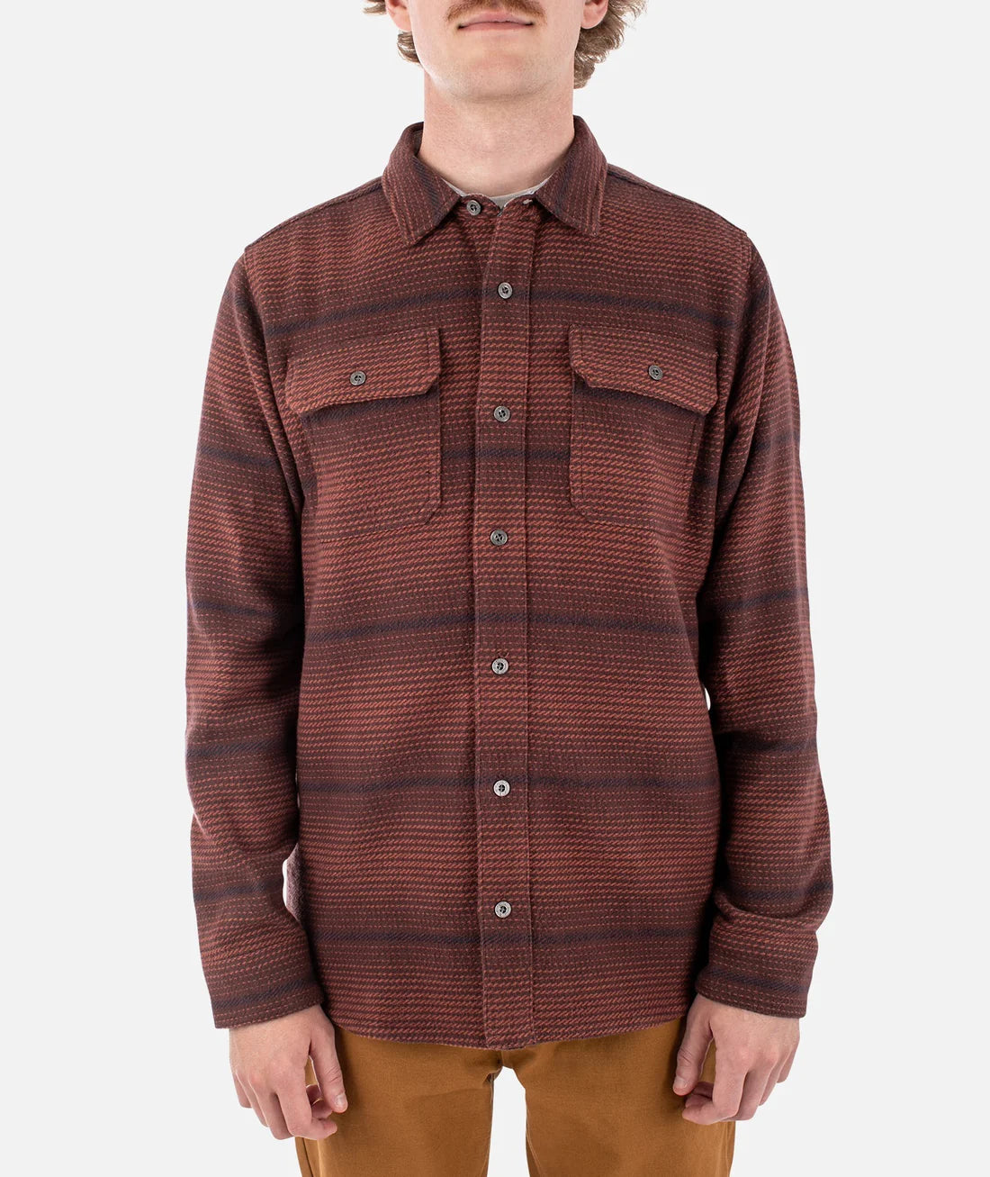 Jetty Horizon Flannel - Oxblood Black