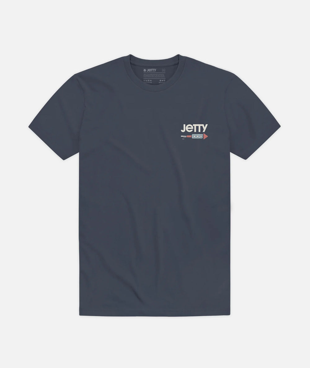 Jetty's Bottle Rocket Tee in the color Blue