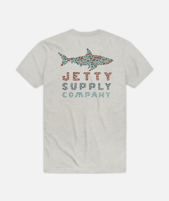 Back view of Jetty's Crackle Tee in the color Heather Grey