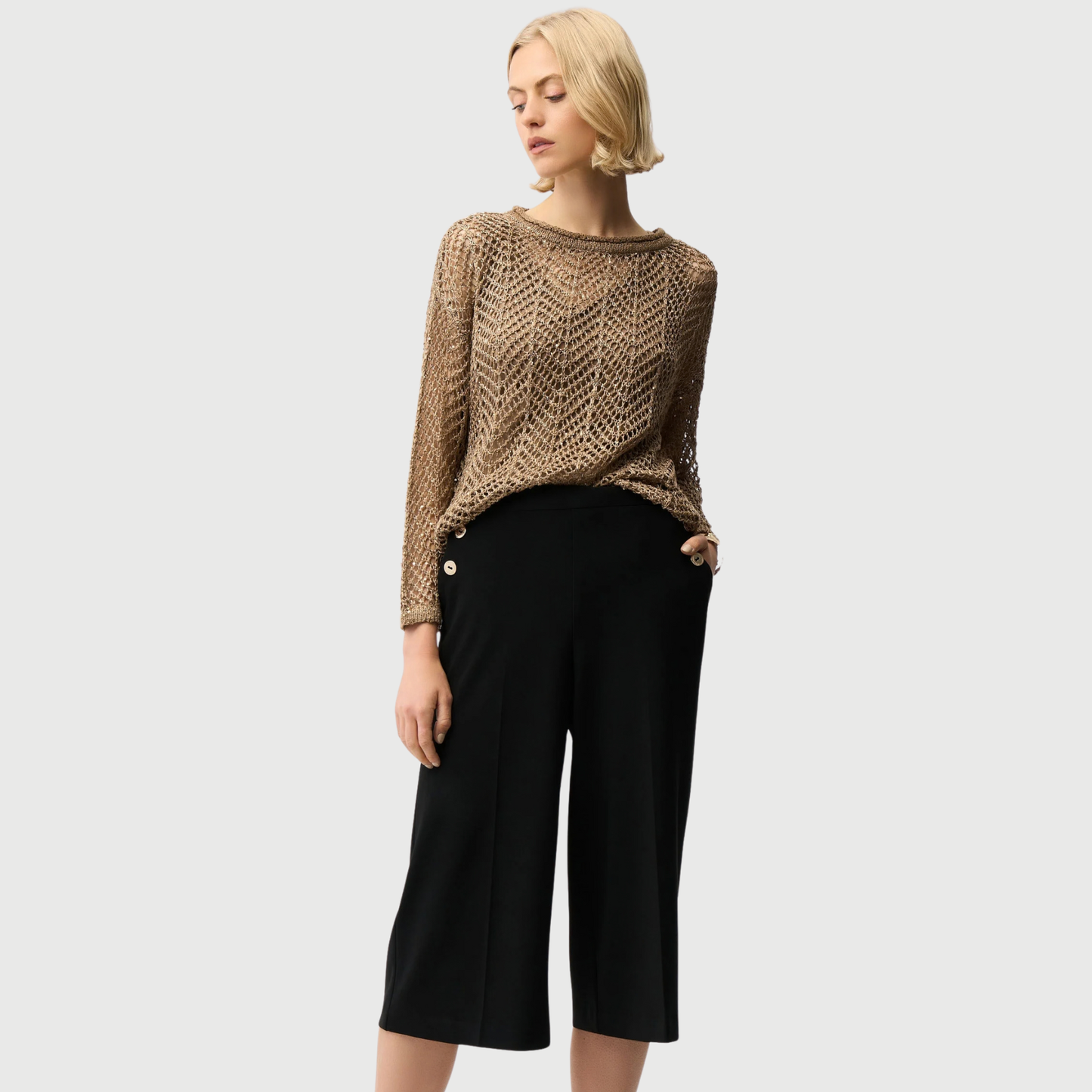Joseph Ribkoff Silky Knit Pull-On Culotte Pants in Blavck