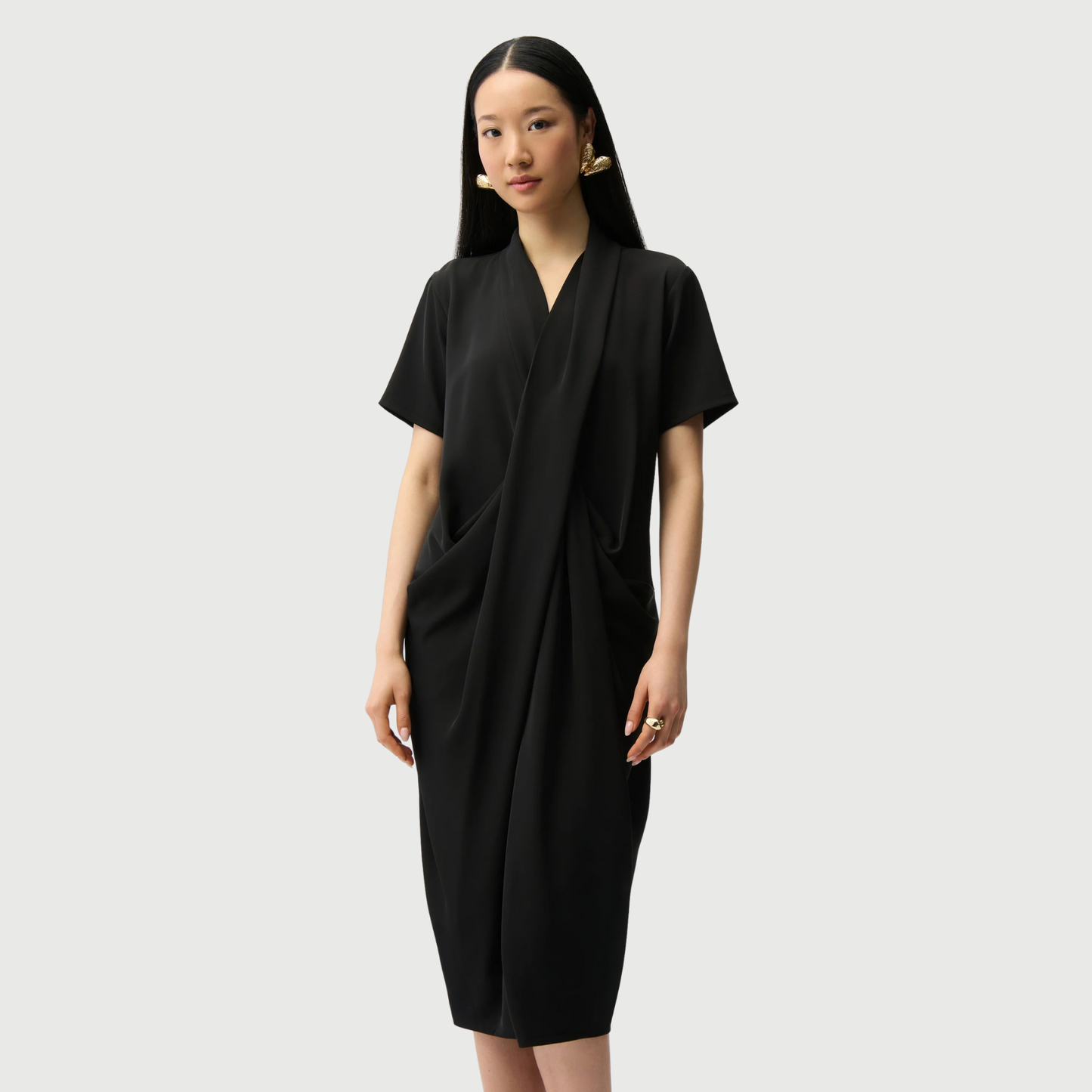 Joseph Ribkoff Woven Twill Cocoon Dress in Black
