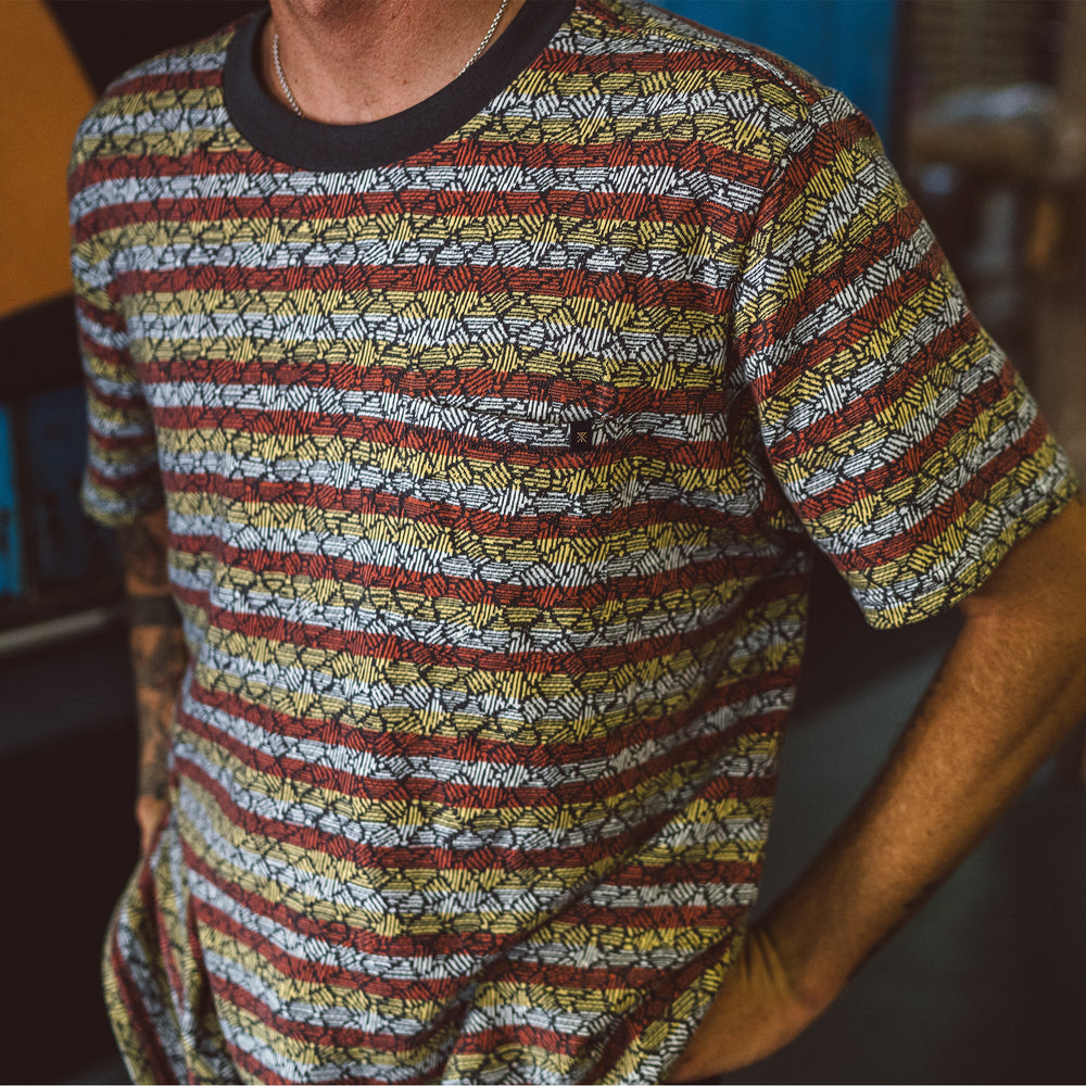
                      
                        Men's striped and patterned short sleeve pocket tee
                      
                    