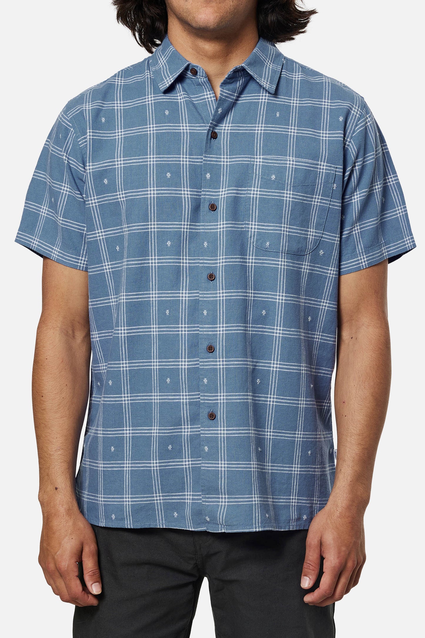 The Bay Blue Cruz Short Sleeve Button Down Shirt by Katin