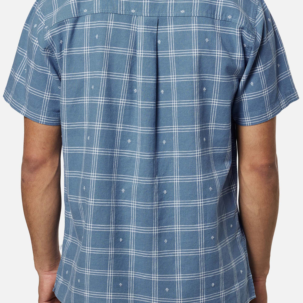 
                      
                        Back view of the Bay Blue Cruz Short Sleeve Button Down Shirt by Katin
                      
                    