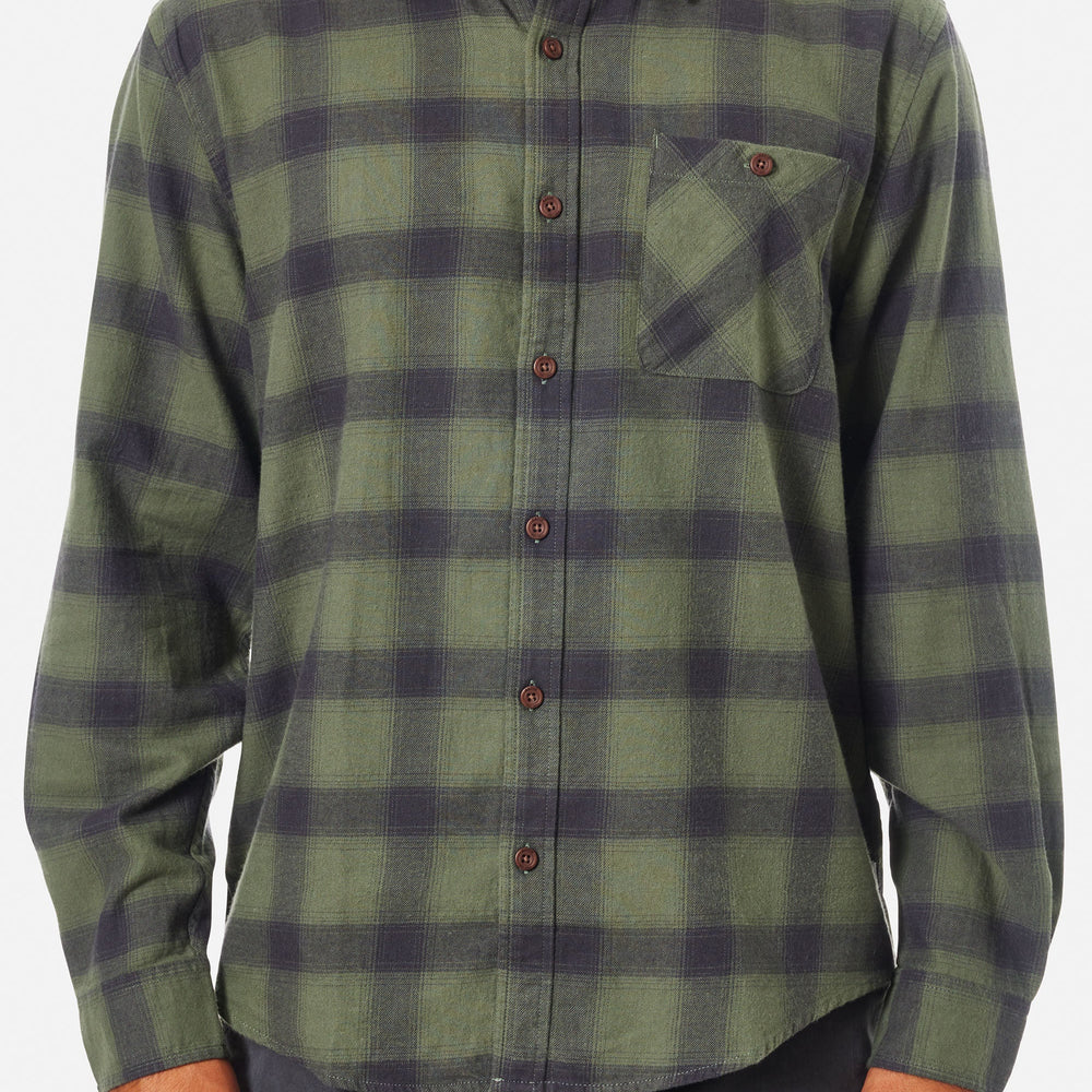 Front view of the Black Wash Derek Flannel by Katin