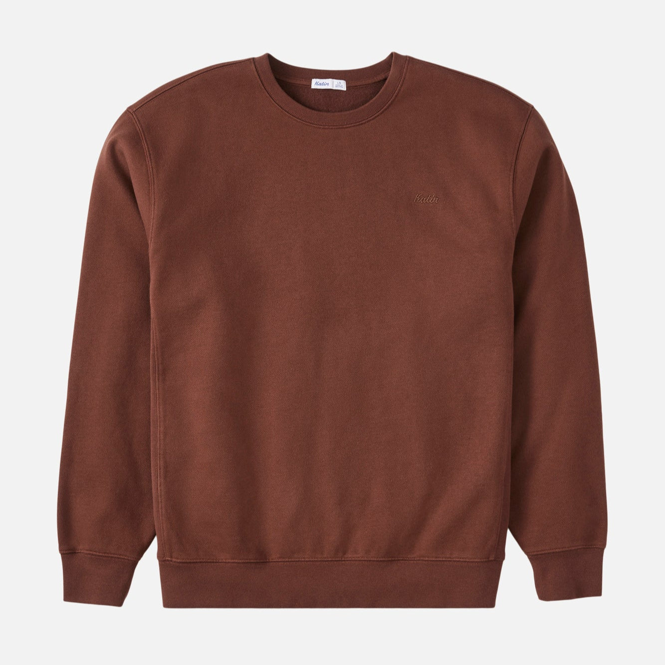 The Katin Embroidered Crewneck in the color Mahogony