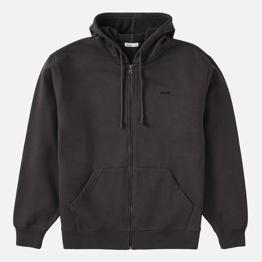 The Katin Embroidered Full Zip Hooded Fleece in the color Black Wash