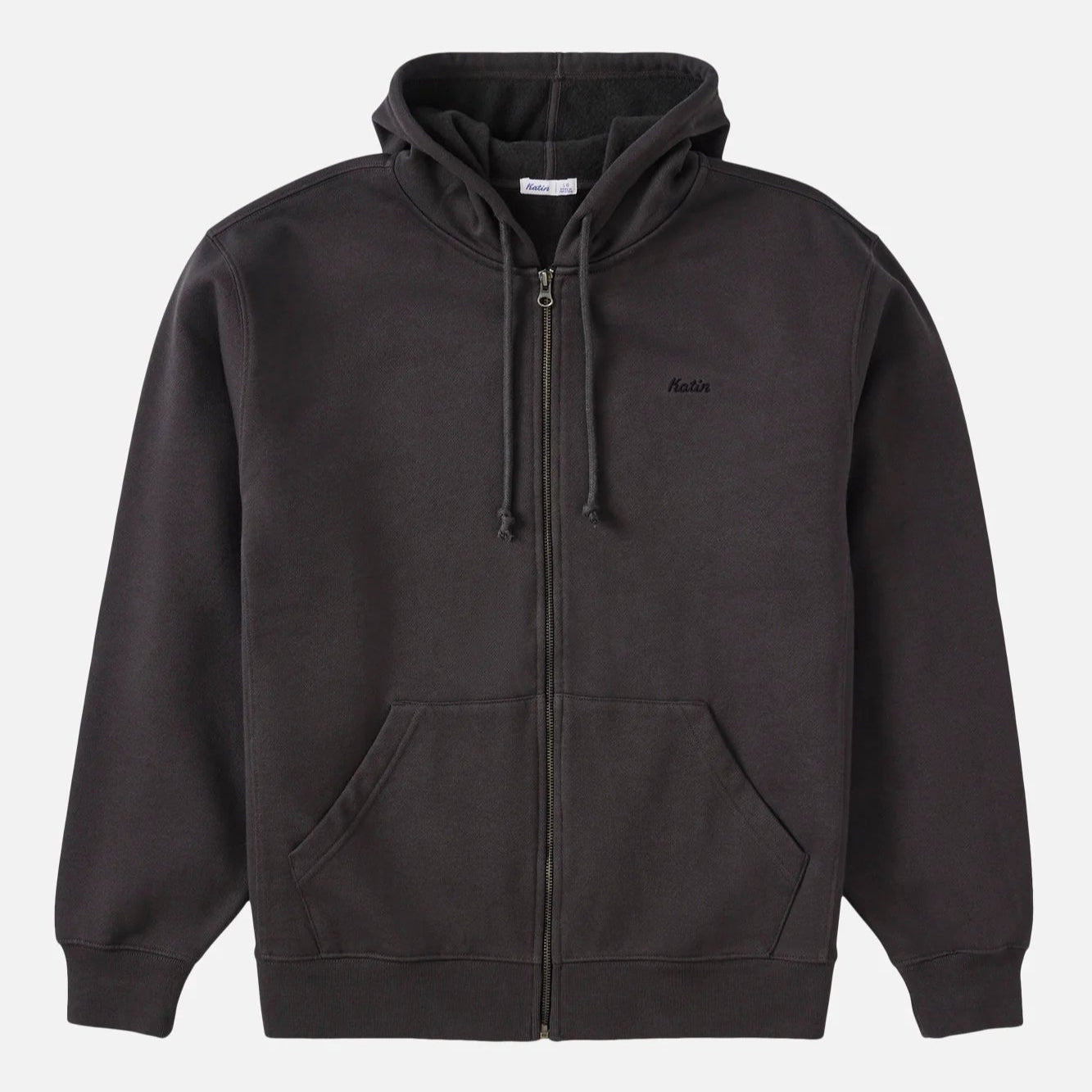 The Katin Embroidered Full Zip Hooded Fleece in the color Black Wash