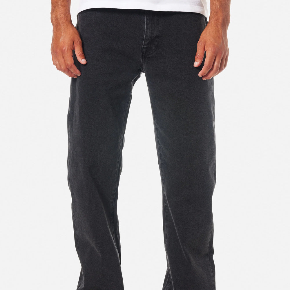 Front view of the Washed Black George 64 Relaxed Men's Jeans by Katin