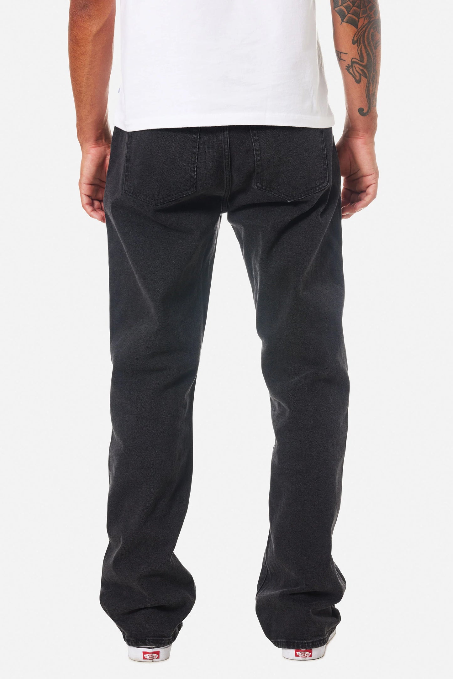 Back view of the Washed Black George 64 Relaxed Men's Jeans by Katin