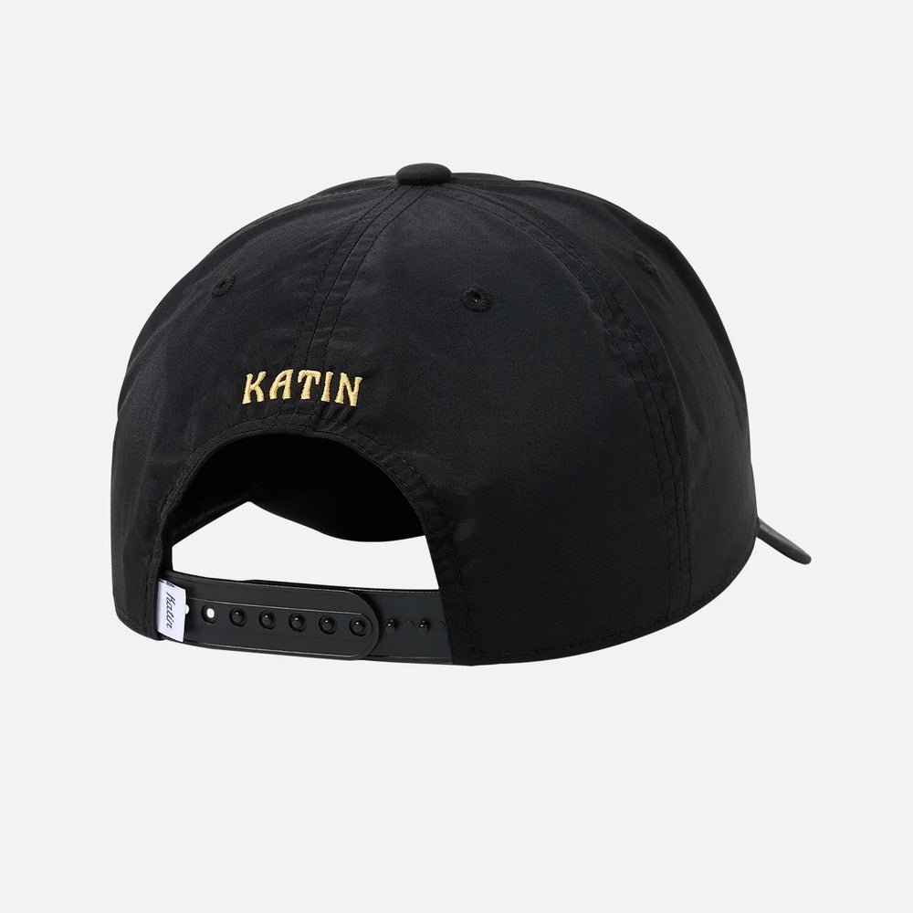 Men's black snapback hat with custom Katin embroidery