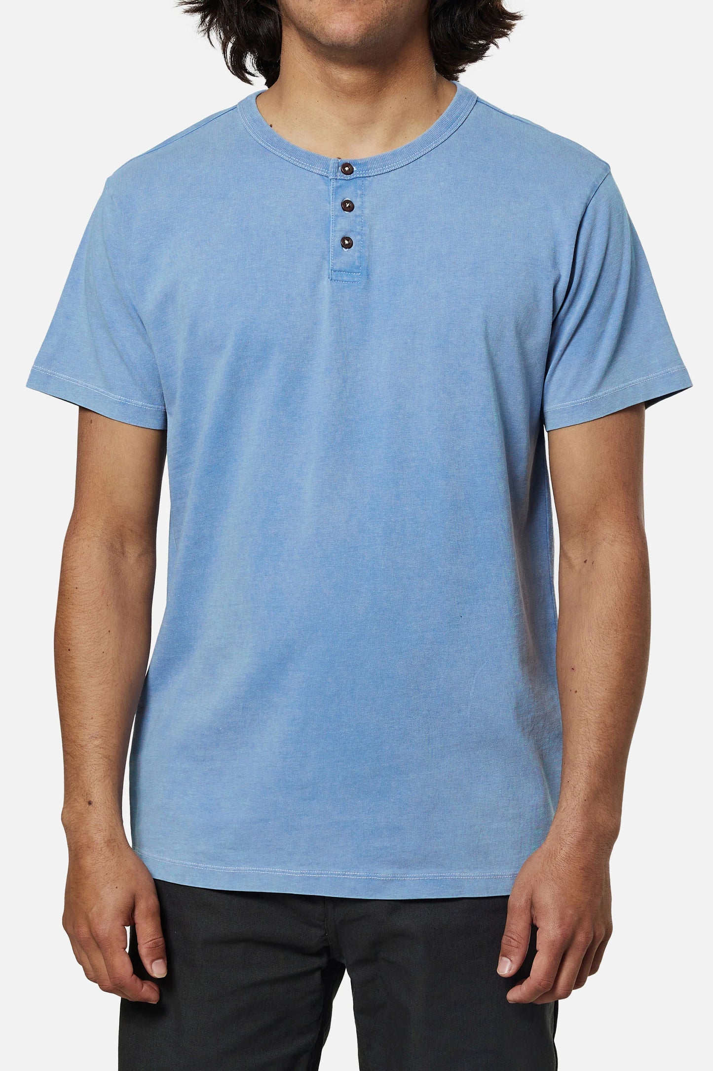 The Bay Blue Sand Wash Mesa Henley by Katin