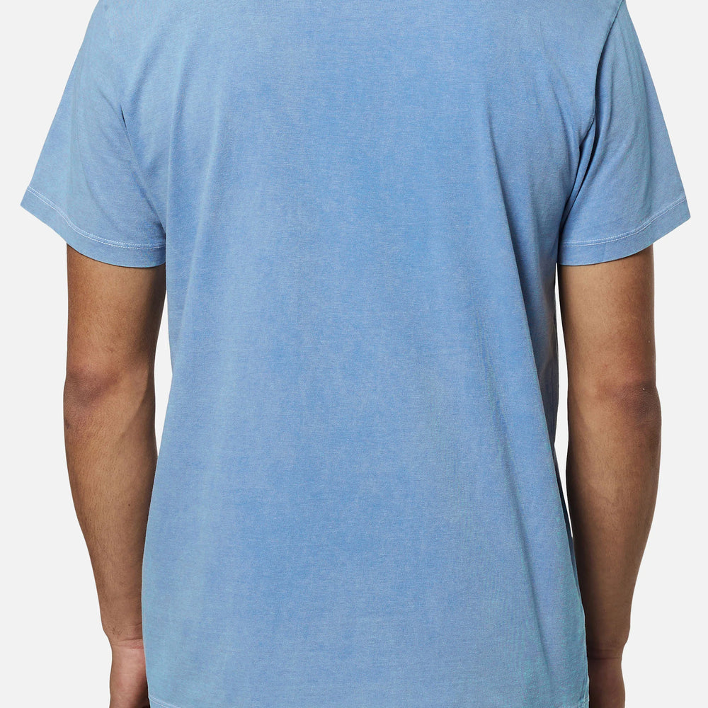 Back view of the Bay Blue Sand Wash Mesa Henley by Katin