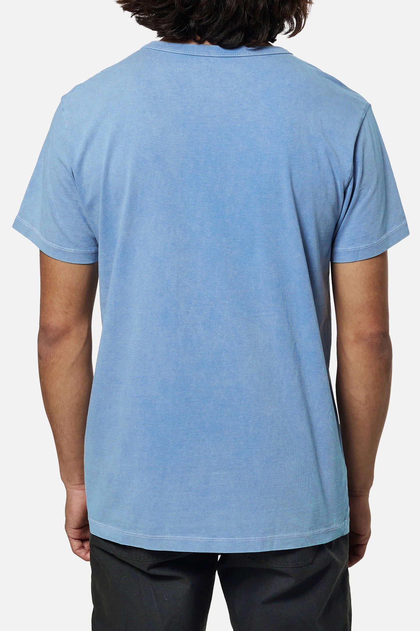 Back view of the Bay Blue Sand Wash Mesa Henley by Katin