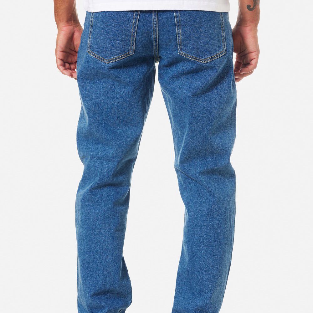 Back view of the Medium Indigo Ren 57 Classic Men's Jeans by Katin