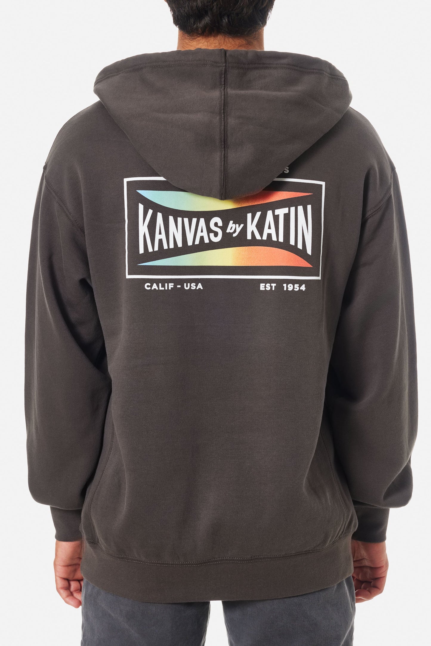 Back view of the Washed Black Scrubber Hoodie by Katin