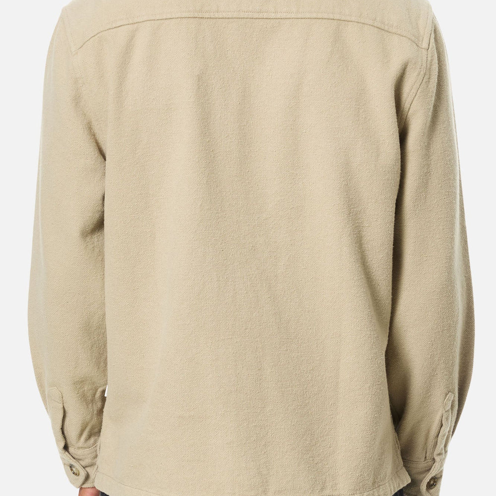 
                      
                        Man wearing the Vintage Khaki Shiloh Flannel from Katin
                      
                    