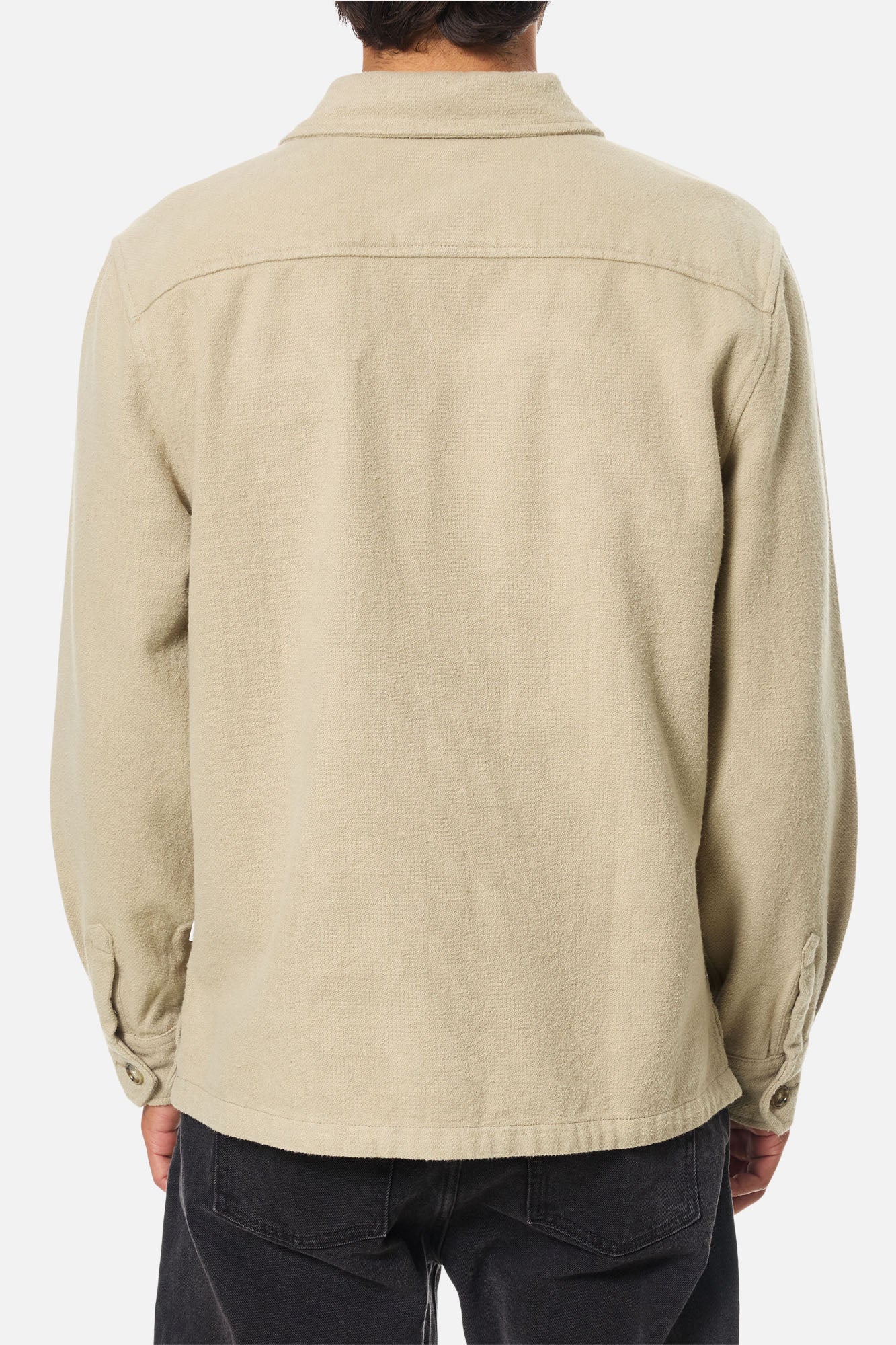 Man wearing the Vintage Khaki Shiloh Flannel from Katin